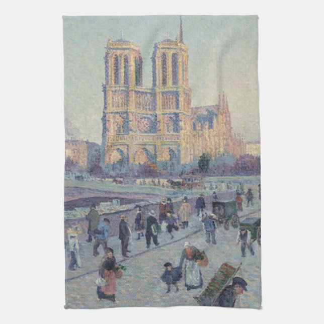 Notre Dame Cathedral Paris - Klassische Malerei Geschirrtuch (Vertikal)