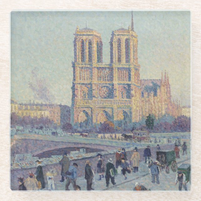 Notre Dame Cathedral Paris - Klassische Malerei Glasuntersetzer (Vorderseite)