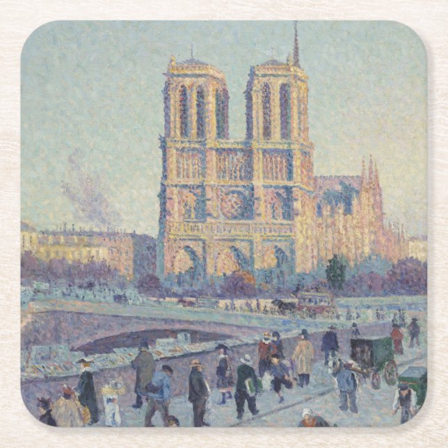 Notre Dame Cathedral Paris - Klassische Malerei Rechteckiger Pappuntersetzer (Vorderseite)