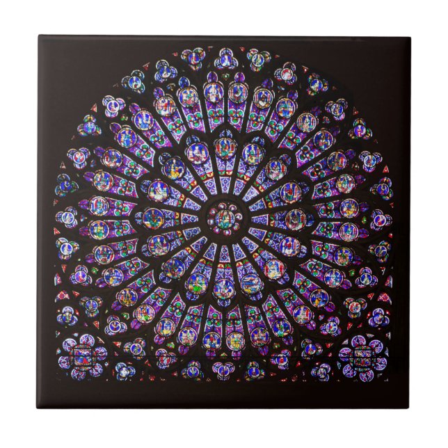 Notre Dame Cathedral Paris Rose Window Fliese (Vorderseite)