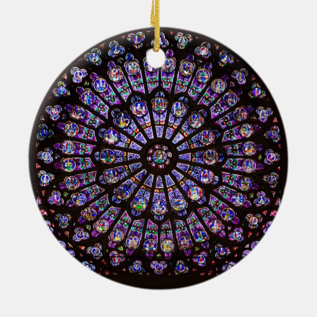 Notre Dame Cathedral Paris Rose Window Keramik Ornament (Hinten)