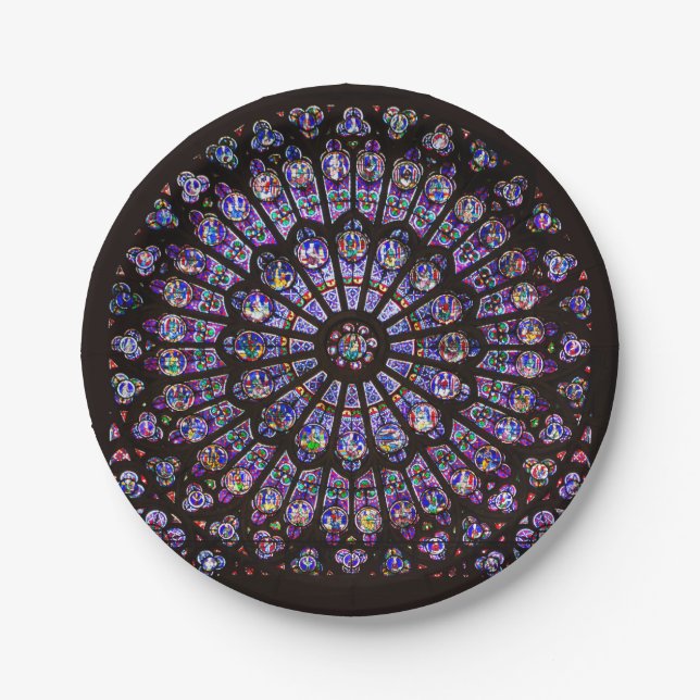 Notre Dame Cathedral Paris Rose Window Pappteller (Vorderseite)