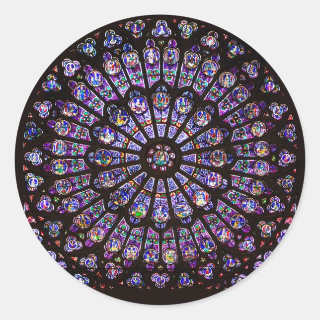 Notre Dame Cathedral Paris Rose Window Runder Aufkleber (Vorderseite)