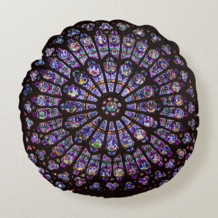 Notre Dame Cathedral Paris Rose Window Rundes Kissen