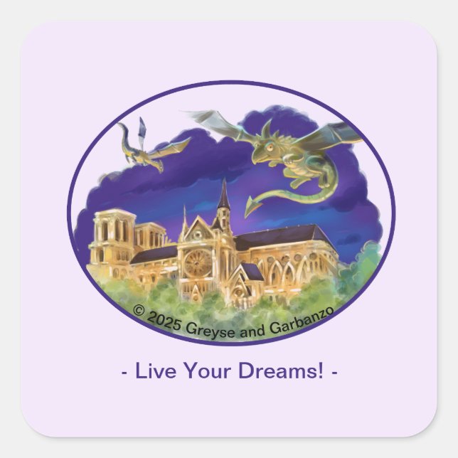Notre Dame Classic Square Stickers - Träume (Vorderseite)