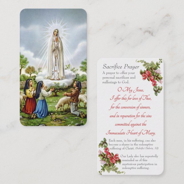 Notre-Dame de Fatima - Carte "Sacrifice Prière" (Devant / Derrière)