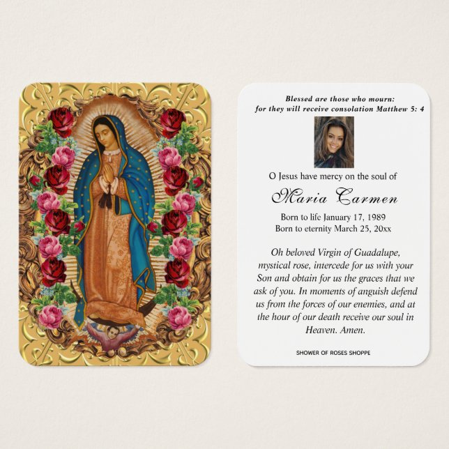 Notre-Dame de Guadalupe Espagne funérailles prière (Devant & derrière)
