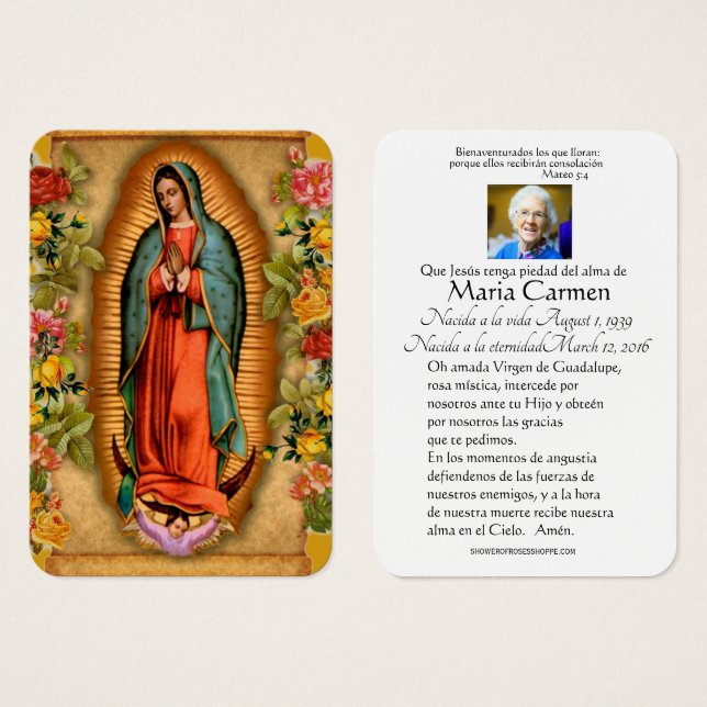 Notre-Dame de Guadalupe Espagne funérailles prière (Devant & derrière)