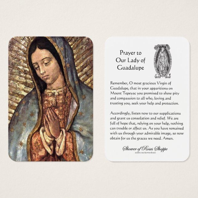 Notre-Dame de Guadalupe Prière Carte Sainte (Devant & derrière)