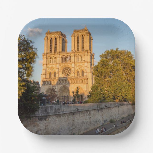 Notre Dame de Paris at Golden Hour - Paris, Frankr Pappteller (Vorderseite)