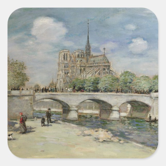 Notre Dame de Paris, c.1900 Quadratischer Aufkleber (Vorderseite)