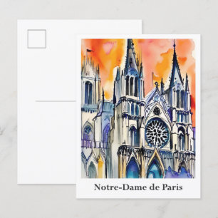 Notre-Dame de Paris Frankreich Wasserfarbenreise Postkarte