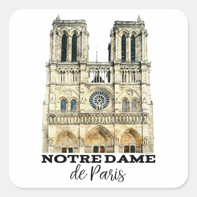 Notre-Dame de Paris Souvenir Frankreich Kathedrale Quadratischer Aufkleber (Vorderseite)