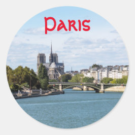 Notre Dame de Paris View von Pont d'Austerlitz Runder Aufkleber