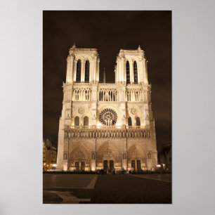 Notre Dame Kathedrale am Abend Poster