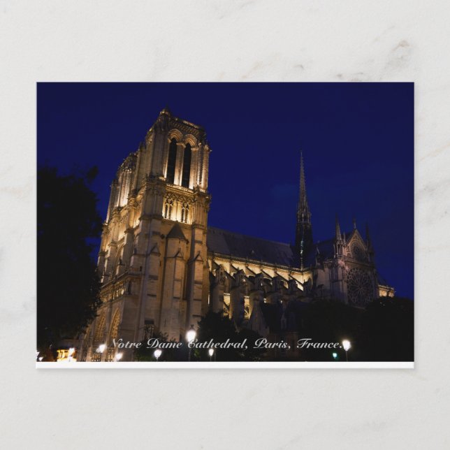 Notre Dame Kathedrale bei Nacht, Paris, Frankreich Postkarte (Vorderseite)