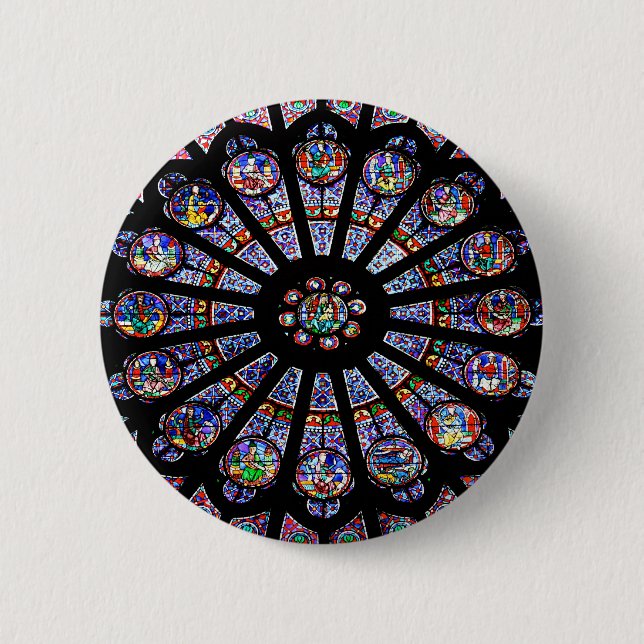 Notre-Dame-Kathedrale Buntes festes Glas Button (Vorderseite)