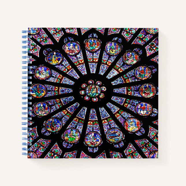 Notre-Dame Kathedrale farbenfroh gestanztes Glas Notizbuch (Vorderseite)