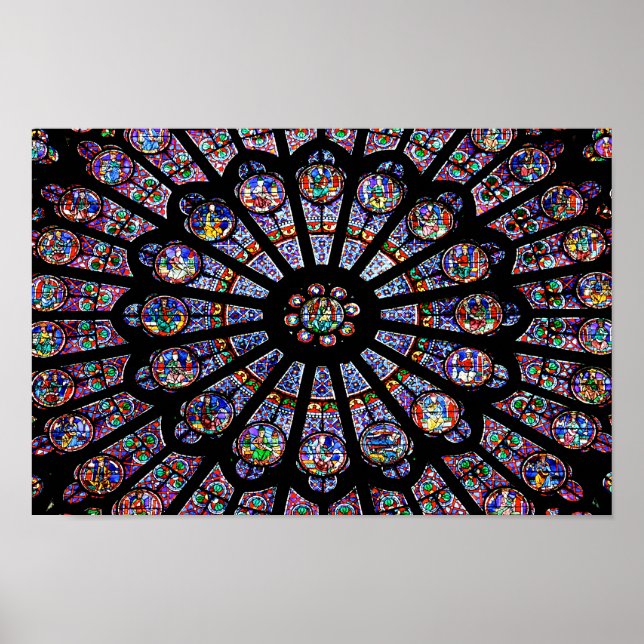Notre-Dame Kathedrale farbenfroh gestanztes Glas Poster (Vorne)