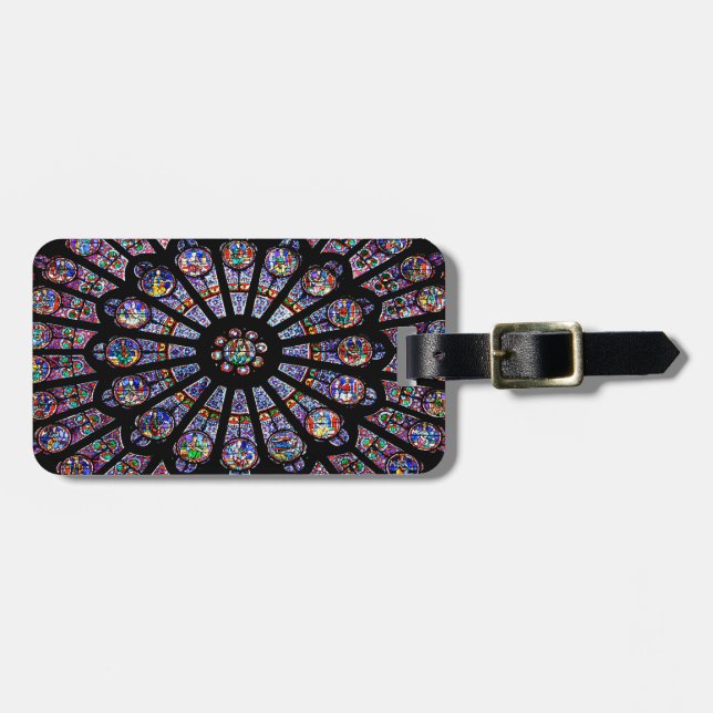 Notre-Dame-Kathedralen-buntes Buntglas Gepäckanhänger (Vorderseite horizontal)