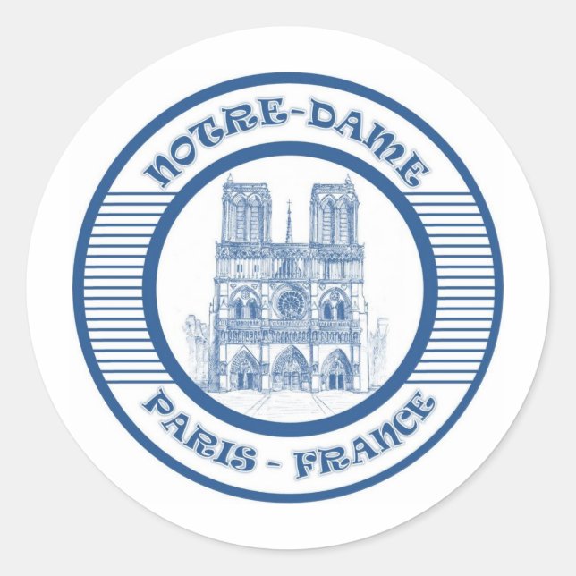 NOTRE-DAME PARIS BLUE RUNDER AUFKLEBER (Vorderseite)
