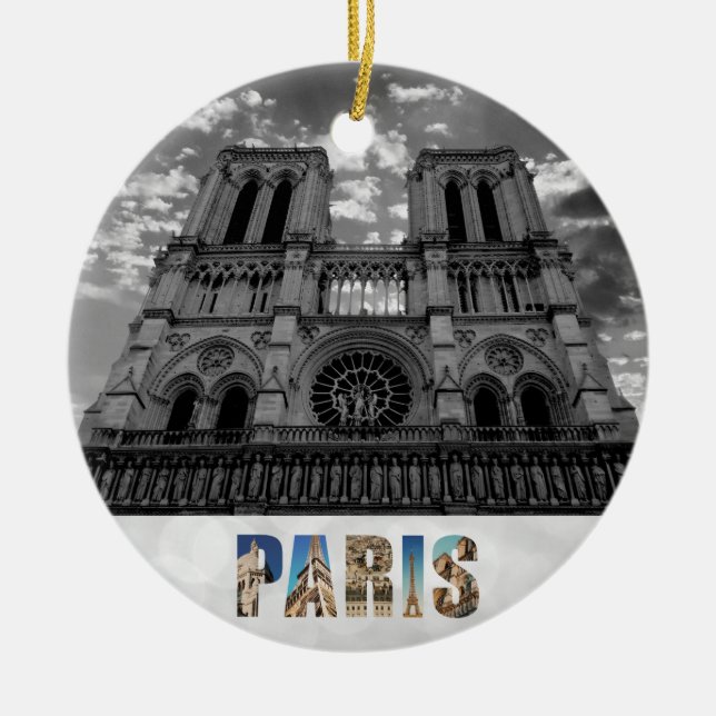 Notre Dame Paris Frankreich Kathedrale Weihnachten Keramik Ornament (Vorne)