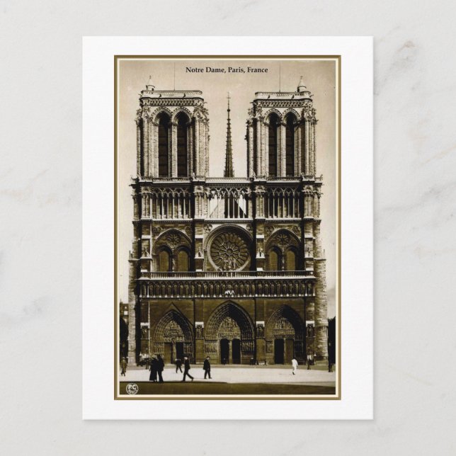 Notre Dame, Paris, Frankreich, Vintag Postkarte (Vorderseite)