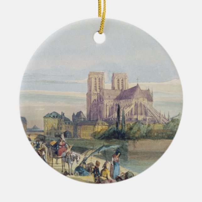 Notre Dame, Paris (w/c auf Papier) Keramik Ornament (Vorne)