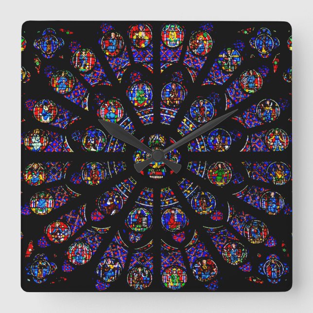 Notre Dame South Rose Window Quadratische Wanduhr (Vorderseite)