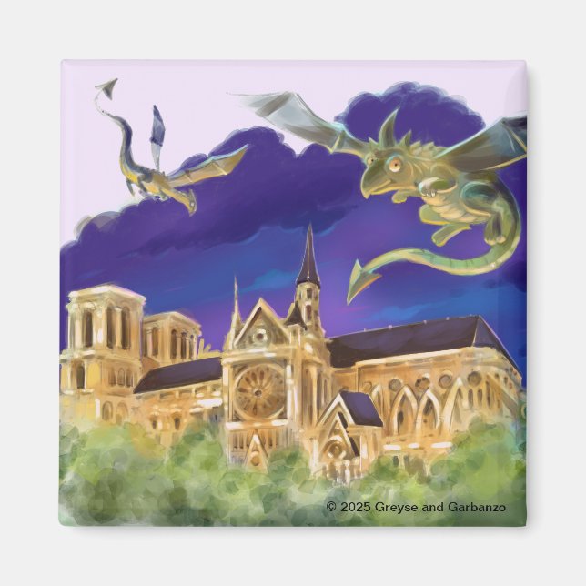 Notre Dame Square Magnet 2 Zoll (Vorne)