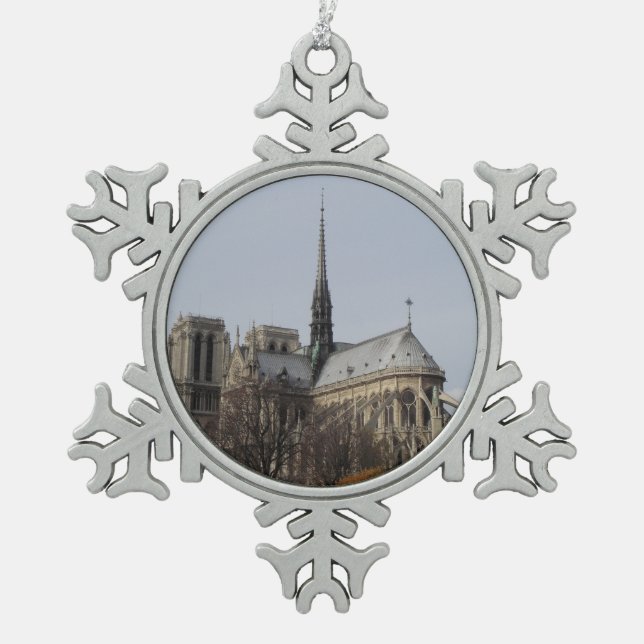 Notre Dame von Paris Schneeflocken Zinn-Ornament (Vorderseite)
