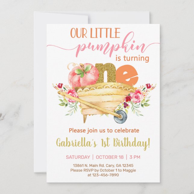 Notre doux petit citrouille invitation de 1er anni (Devant)