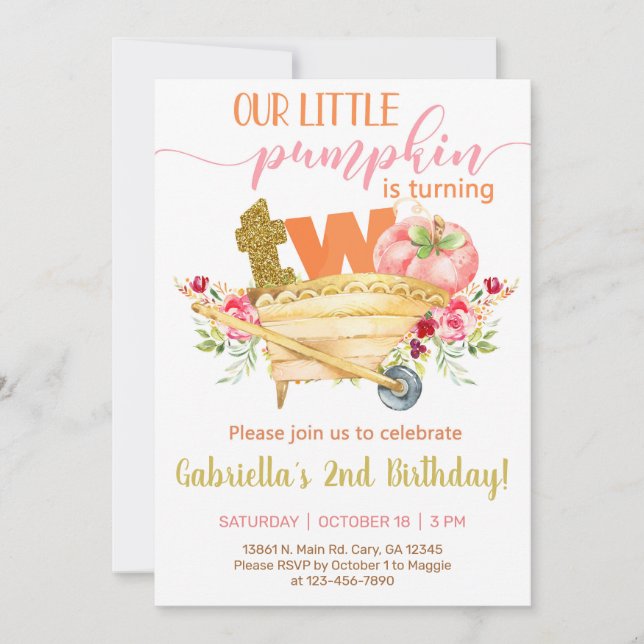 Notre doux petit citrouille invitation de 2ème ann (Devant)