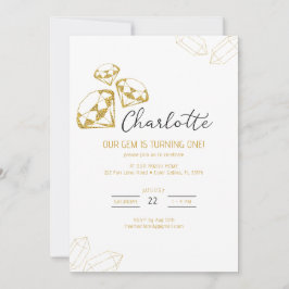 Notre Gem Anniversaire Invitation Gold Diamond Thè