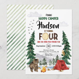 Notre Happy Camper est quatre Invitation d'anniver
