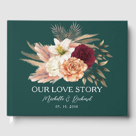 Notre histoire d'amour Emerald Floral livre d'hôte