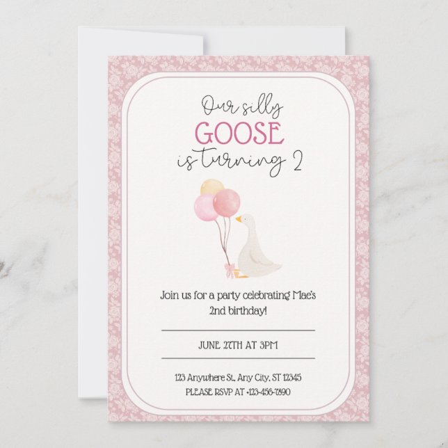 Notre invitation à l'anniversaire de Silly Goose (Devant)