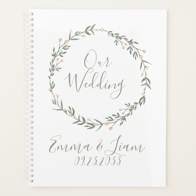 Notre Mariage Aquarelle vert Noms Mariage (Devant)