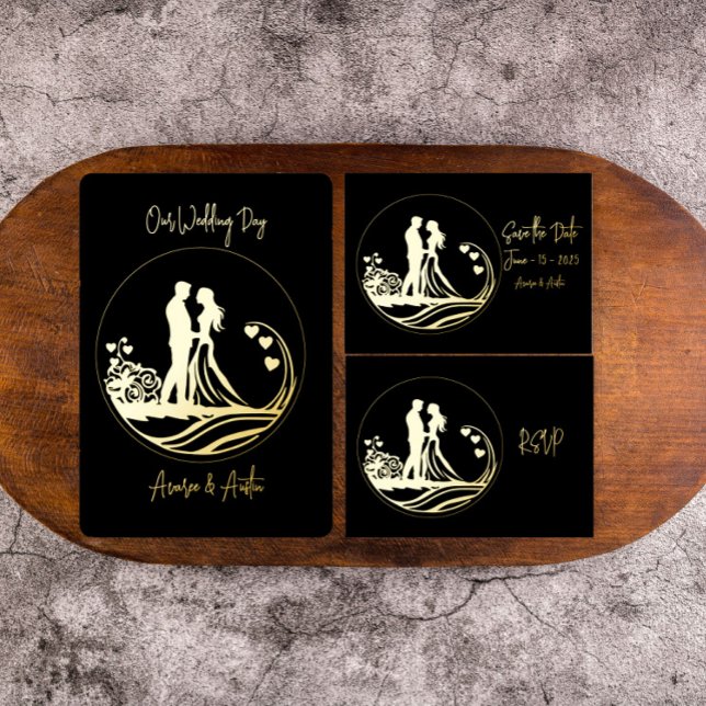 Notre mariage Couple Gold Foil Invitation (Créateur téléchargé)