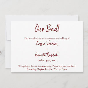 Notre mauvaise Bourgogne a reporté le Faire-part M