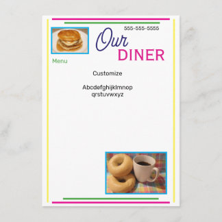 Notre menu personnalisé de restaurant