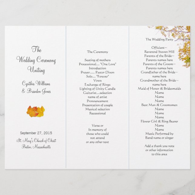 Notre Modèle du programme de mariage triplé arbre (Devant)