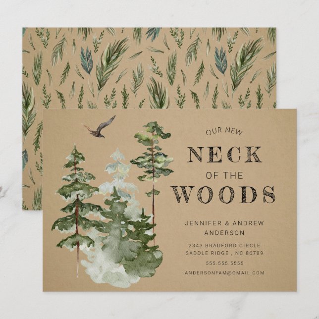 Notre nouveau cou des bois | Faire-part de déplace (Devant / Derrière)