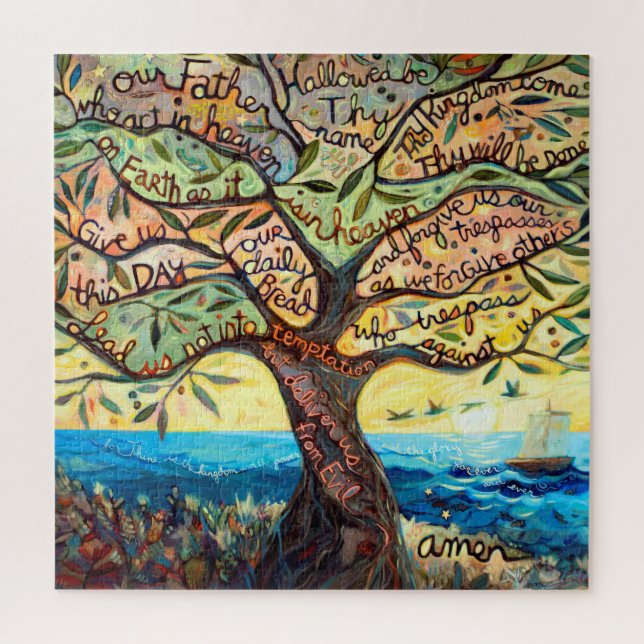 Notre Père Prière dans l'arbre de vie Puzzle (Vertical)