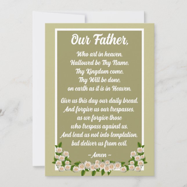 Notre Père Prière Matthieu 6:9-13 Carte d'or (Devant)
