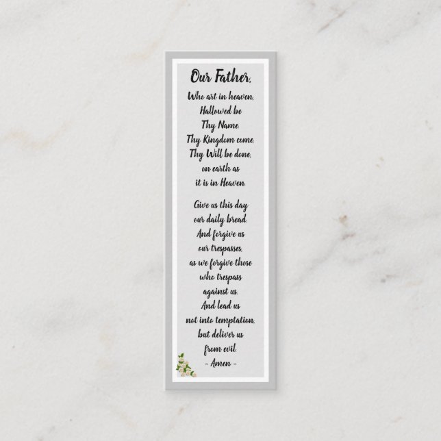 Notre Père Prière Matthieu 6:9-13 Carte Signet (Devant)