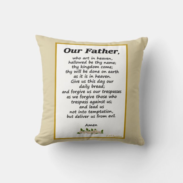 Notre Père Prière Matthieu 6:9-13 Coussin de la Bi (Recto)