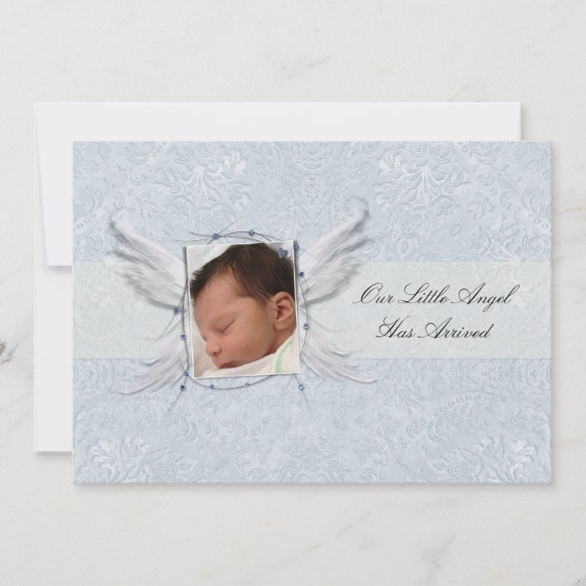 Notre Petit Ange Wings Faire-part de naissance (Devant)
