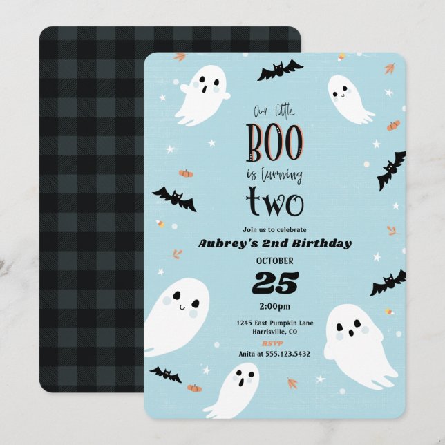 Notre Petit Boo Halloween 2e Invitation anniversai (Devant / Derrière)