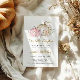 Notre petit Citrouille 1er anniversaire Invitation
